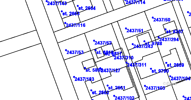 Parcela st. 6818 v KÚ Hodonín, Katastrální mapa