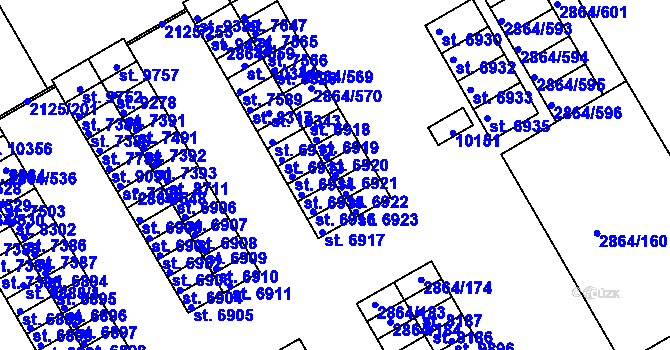 Parcela st. 6921 v KÚ Hodonín, Katastrální mapa