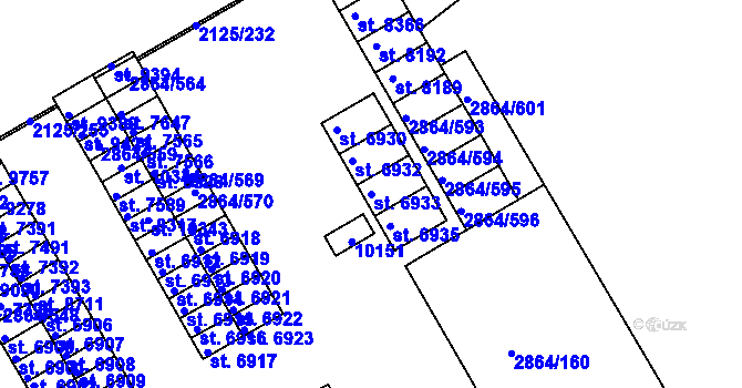 Parcela st. 6933 v KÚ Hodonín, Katastrální mapa