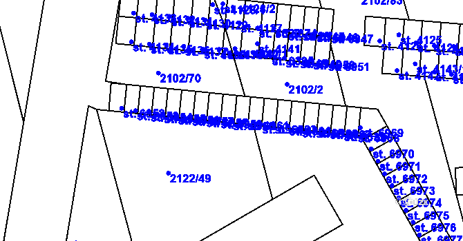 Parcela st. 6960 v KÚ Hodonín, Katastrální mapa