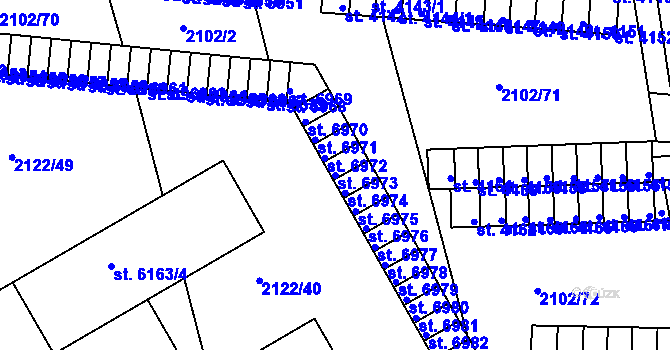 Parcela st. 6973 v KÚ Hodonín, Katastrální mapa