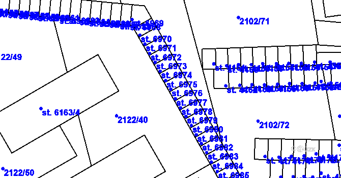 Parcela st. 6976 v KÚ Hodonín, Katastrální mapa