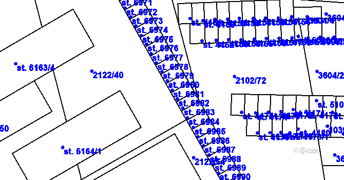 Parcela st. 6981 v KÚ Hodonín, Katastrální mapa