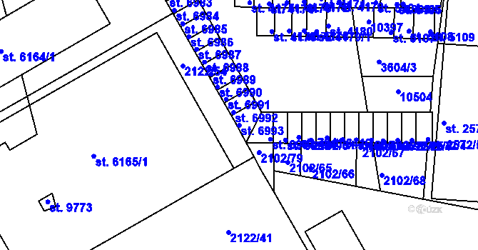 Parcela st. 6993 v KÚ Hodonín, Katastrální mapa