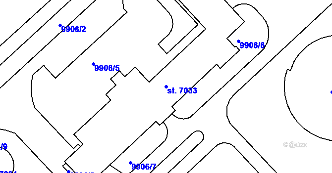 Parcela st. 7033 v KÚ Hodonín, Katastrální mapa