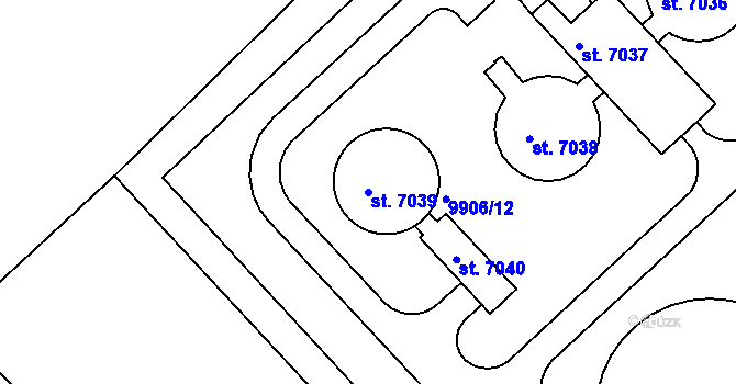 Parcela st. 7039 v KÚ Hodonín, Katastrální mapa