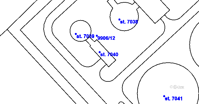 Parcela st. 7040 v KÚ Hodonín, Katastrální mapa