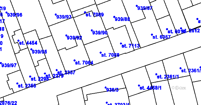 Parcela st. 7088 v KÚ Hodonín, Katastrální mapa