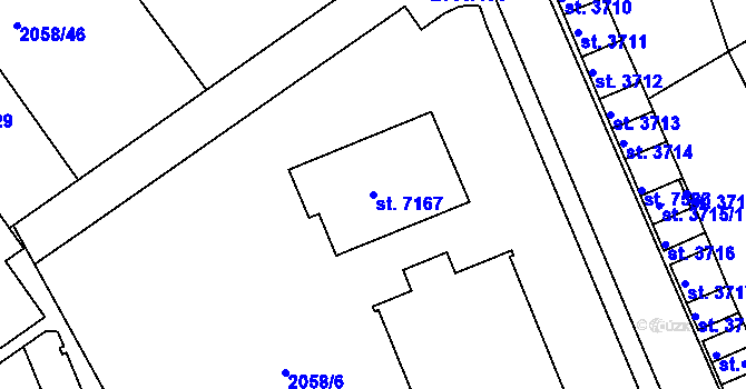 Parcela st. 7167 v KÚ Hodonín, Katastrální mapa