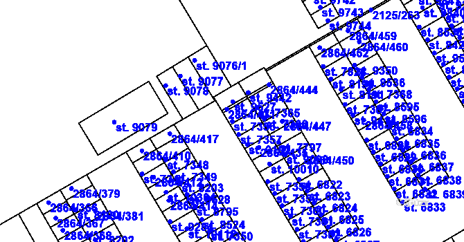 Parcela st. 7356 v KÚ Hodonín, Katastrální mapa