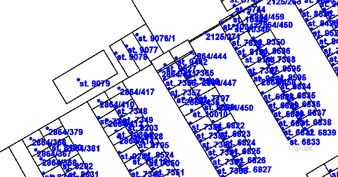 Parcela st. 7357 v KÚ Hodonín, Katastrální mapa