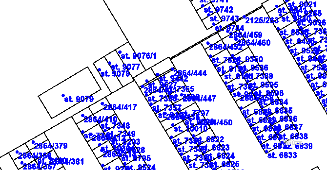 Parcela st. 7365 v KÚ Hodonín, Katastrální mapa