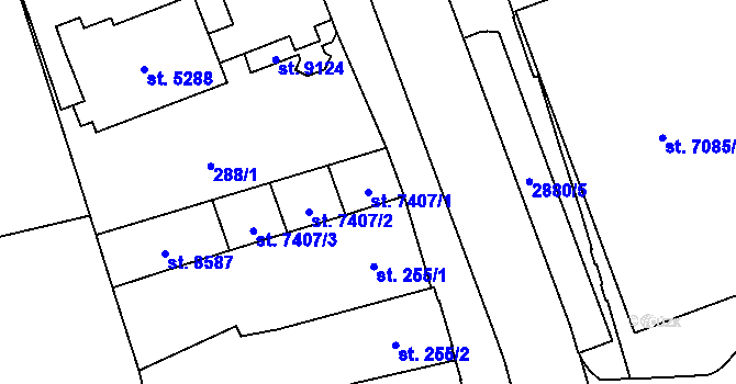 Parcela st. 7407/1 v KÚ Hodonín, Katastrální mapa