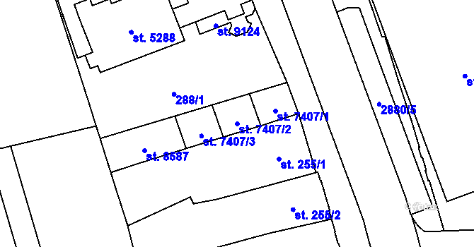 Parcela st. 7407/2 v KÚ Hodonín, Katastrální mapa