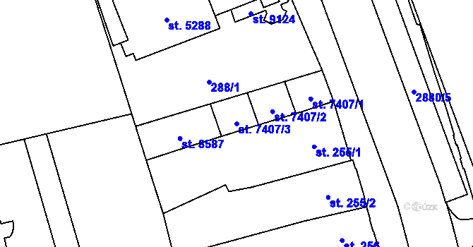 Parcela st. 7407/3 v KÚ Hodonín, Katastrální mapa