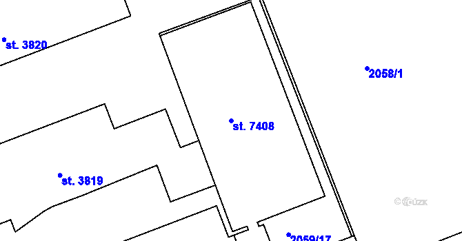 Parcela st. 7408 v KÚ Hodonín, Katastrální mapa