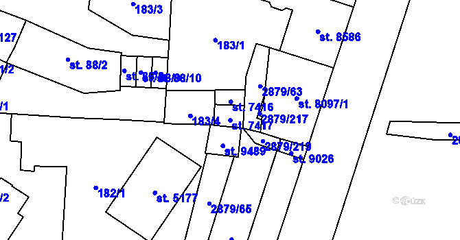 Parcela st. 7417 v KÚ Hodonín, Katastrální mapa