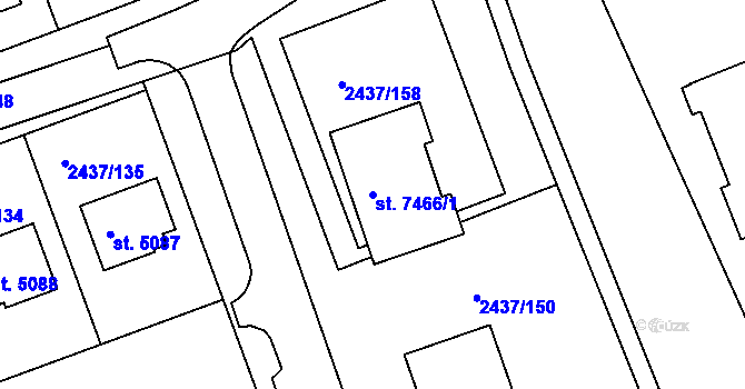 Parcela st. 7466/1 v KÚ Hodonín, Katastrální mapa