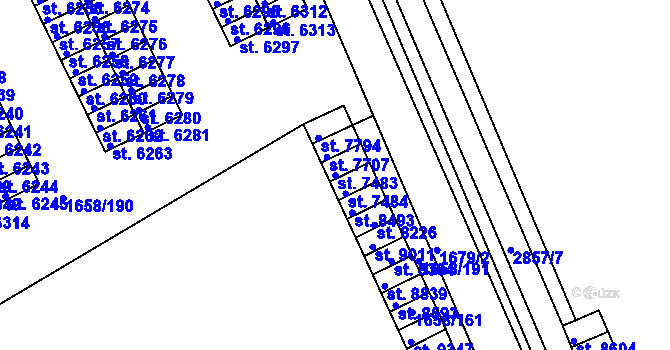 Parcela st. 7483 v KÚ Hodonín, Katastrální mapa