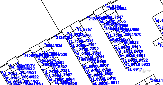 Parcela st. 7491 v KÚ Hodonín, Katastrální mapa