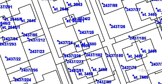 Parcela st. 7500 v KÚ Hodonín, Katastrální mapa