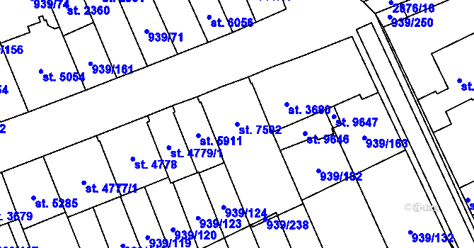 Parcela st. 7502 v KÚ Hodonín, Katastrální mapa