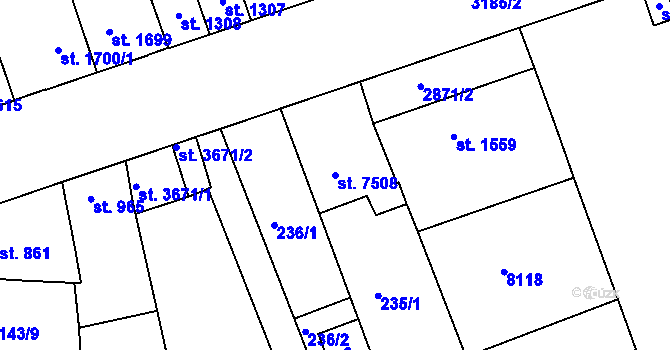 Parcela st. 7508 v KÚ Hodonín, Katastrální mapa