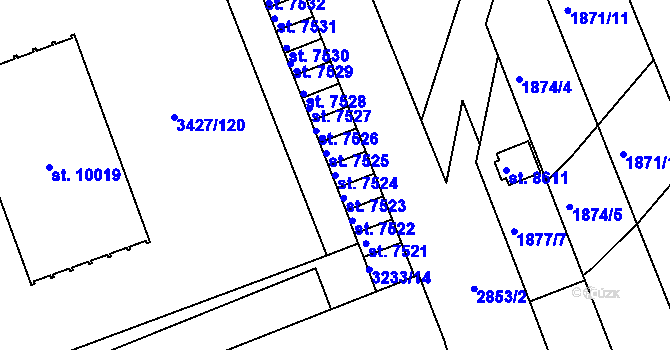Parcela st. 7524 v KÚ Hodonín, Katastrální mapa