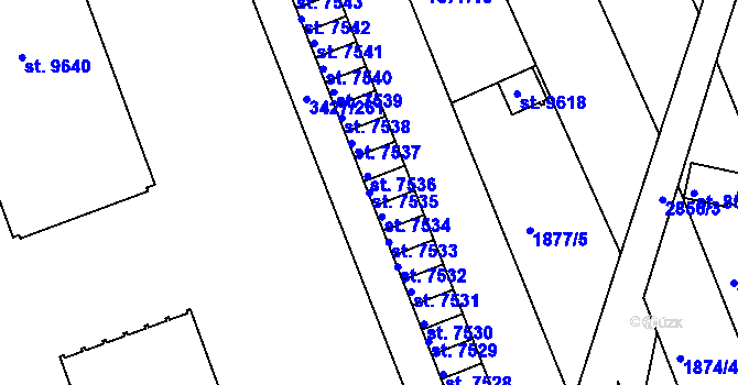 Parcela st. 7535 v KÚ Hodonín, Katastrální mapa