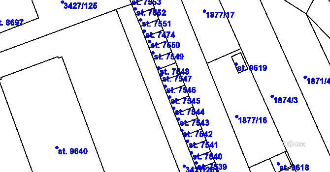 Parcela st. 7546 v KÚ Hodonín, Katastrální mapa