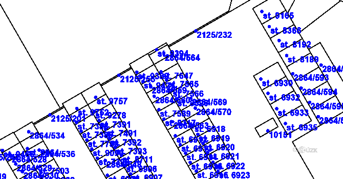 Parcela st. 7566 v KÚ Hodonín, Katastrální mapa