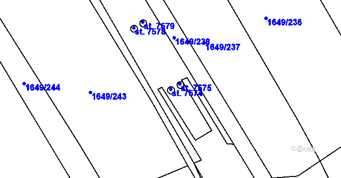 Parcela st. 7574 v KÚ Hodonín, Katastrální mapa