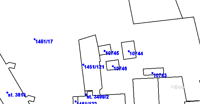 Parcela st. 7596 v KÚ Hodonín, Katastrální mapa