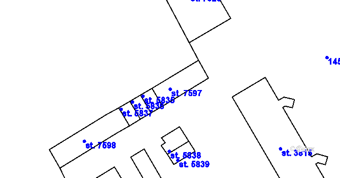 Parcela st. 7597 v KÚ Hodonín, Katastrální mapa