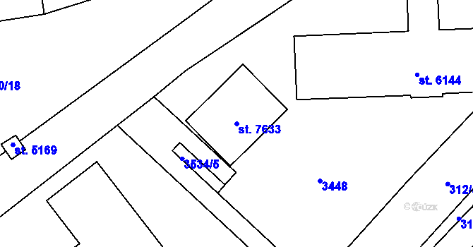 Parcela st. 7633 v KÚ Hodonín, Katastrální mapa