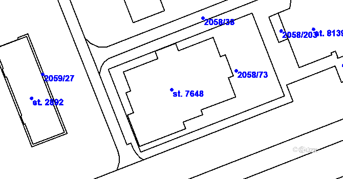 Parcela st. 7648 v KÚ Hodonín, Katastrální mapa