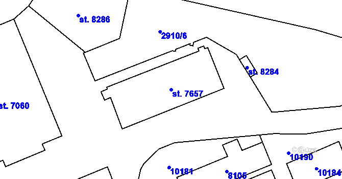 Parcela st. 7657 v KÚ Hodonín, Katastrální mapa