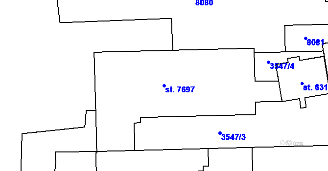 Parcela st. 7697 v KÚ Hodonín, Katastrální mapa