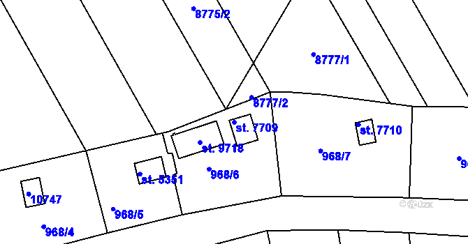 Parcela st. 7709 v KÚ Hodonín, Katastrální mapa