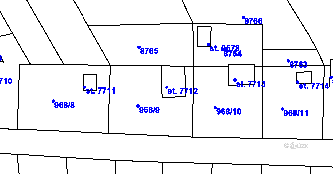 Parcela st. 7712 v KÚ Hodonín, Katastrální mapa