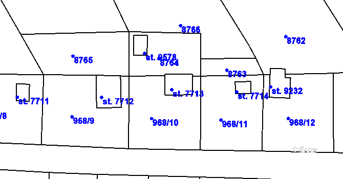 Parcela st. 7713 v KÚ Hodonín, Katastrální mapa