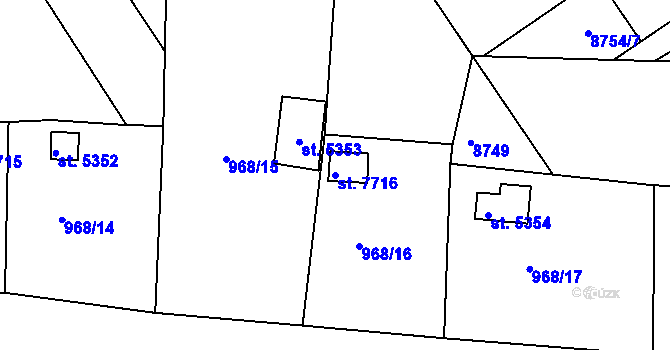 Parcela st. 7716 v KÚ Hodonín, Katastrální mapa