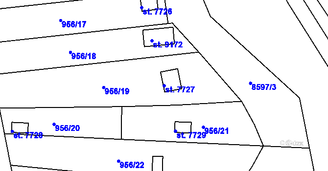 Parcela st. 7727 v KÚ Hodonín, Katastrální mapa
