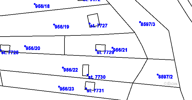 Parcela st. 7729 v KÚ Hodonín, Katastrální mapa