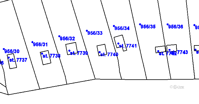 Parcela st. 7740 v KÚ Hodonín, Katastrální mapa