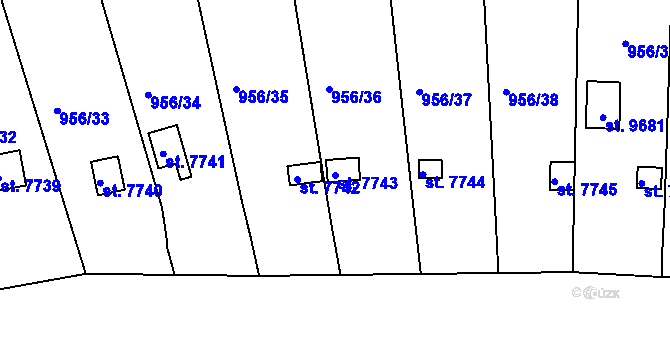 Parcela st. 7743 v KÚ Hodonín, Katastrální mapa