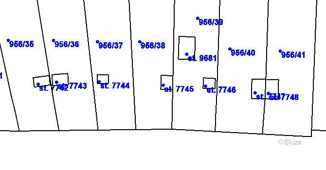 Parcela st. 7745 v KÚ Hodonín, Katastrální mapa