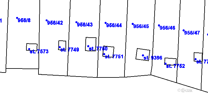 Parcela st. 7751 v KÚ Hodonín, Katastrální mapa