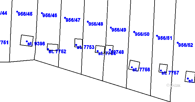 Parcela st. 7754 v KÚ Hodonín, Katastrální mapa