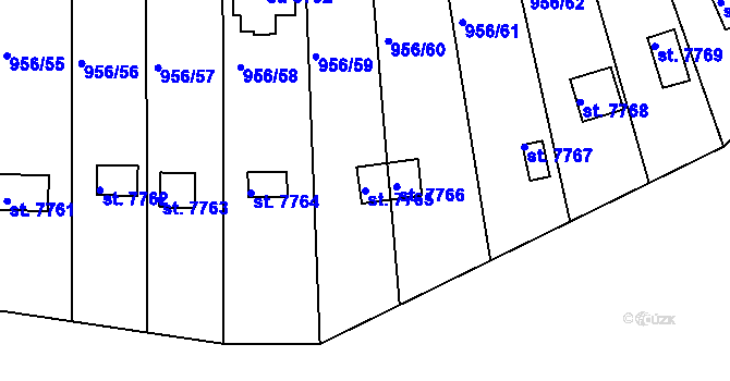 Parcela st. 7765 v KÚ Hodonín, Katastrální mapa